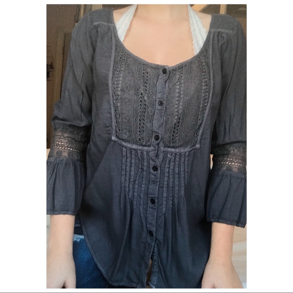 American Eagle Outfitters Long Sleeve Top Grey